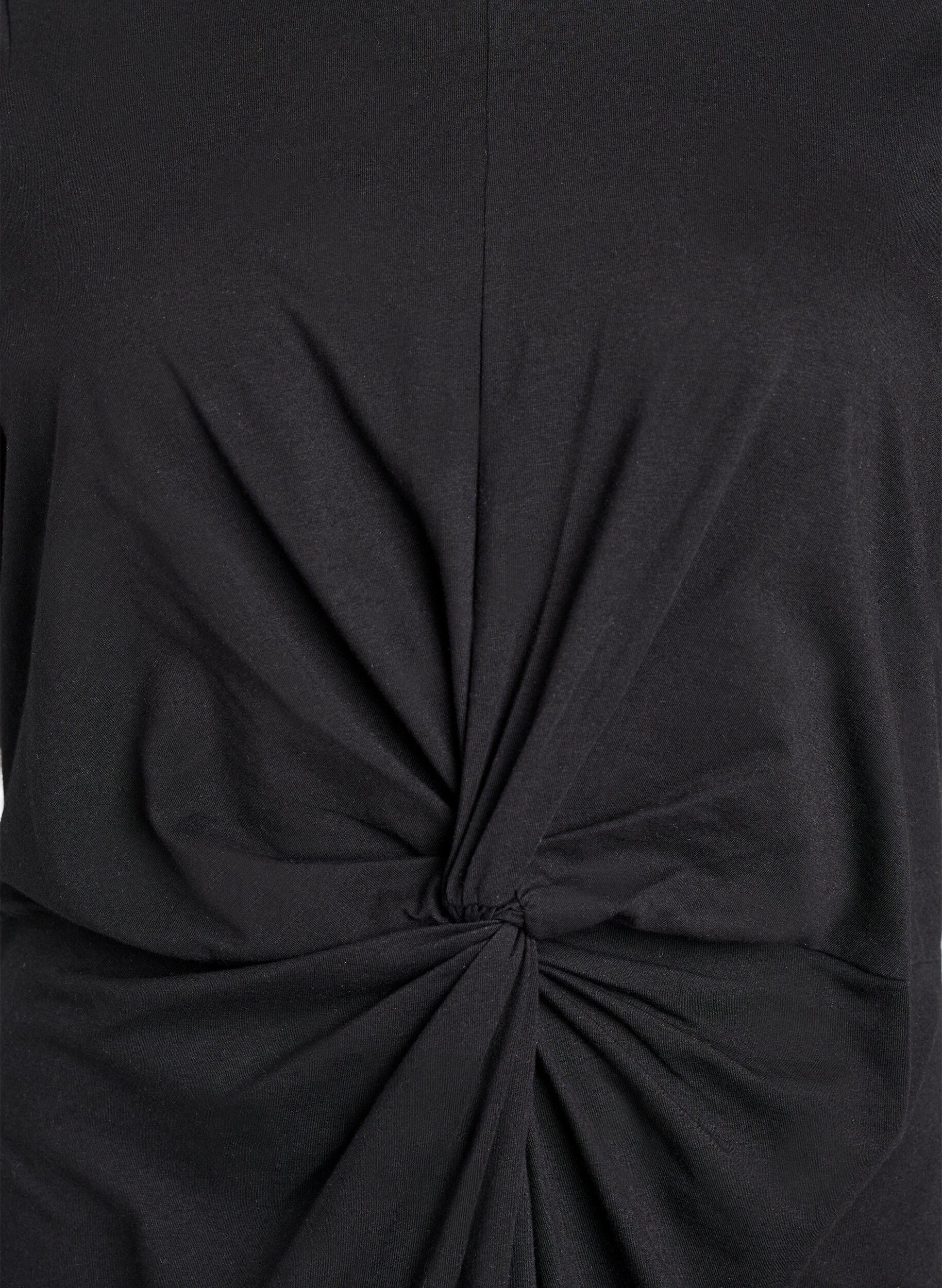 ZizziRobe en coton avec d&eacute;tail torsad&eacute;, Noir, Packshot image number 2