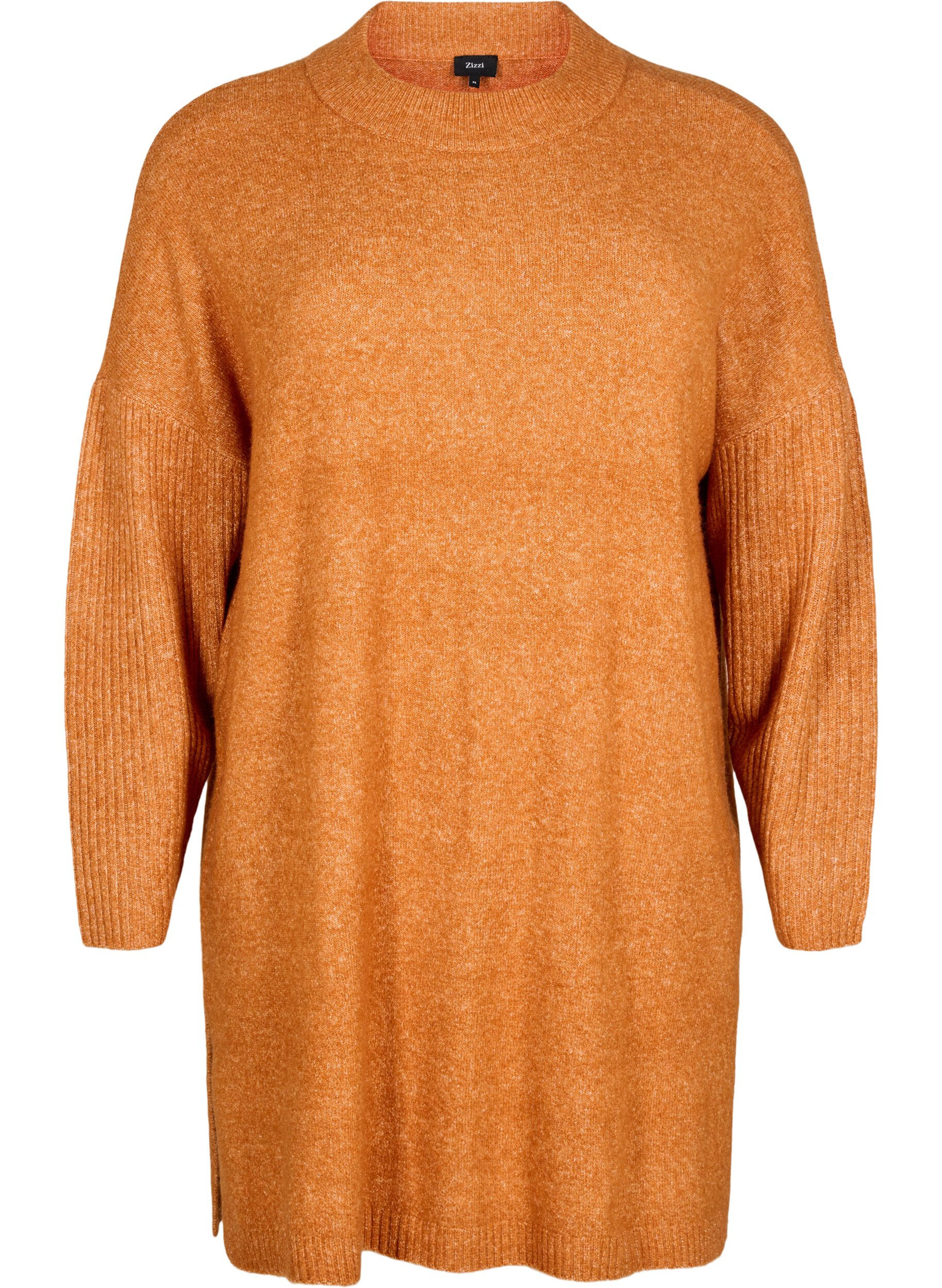 Zizzi Long chemisier tricot&eacute; &agrave; manches longues, Autumnal Mel., Packshot image number 0