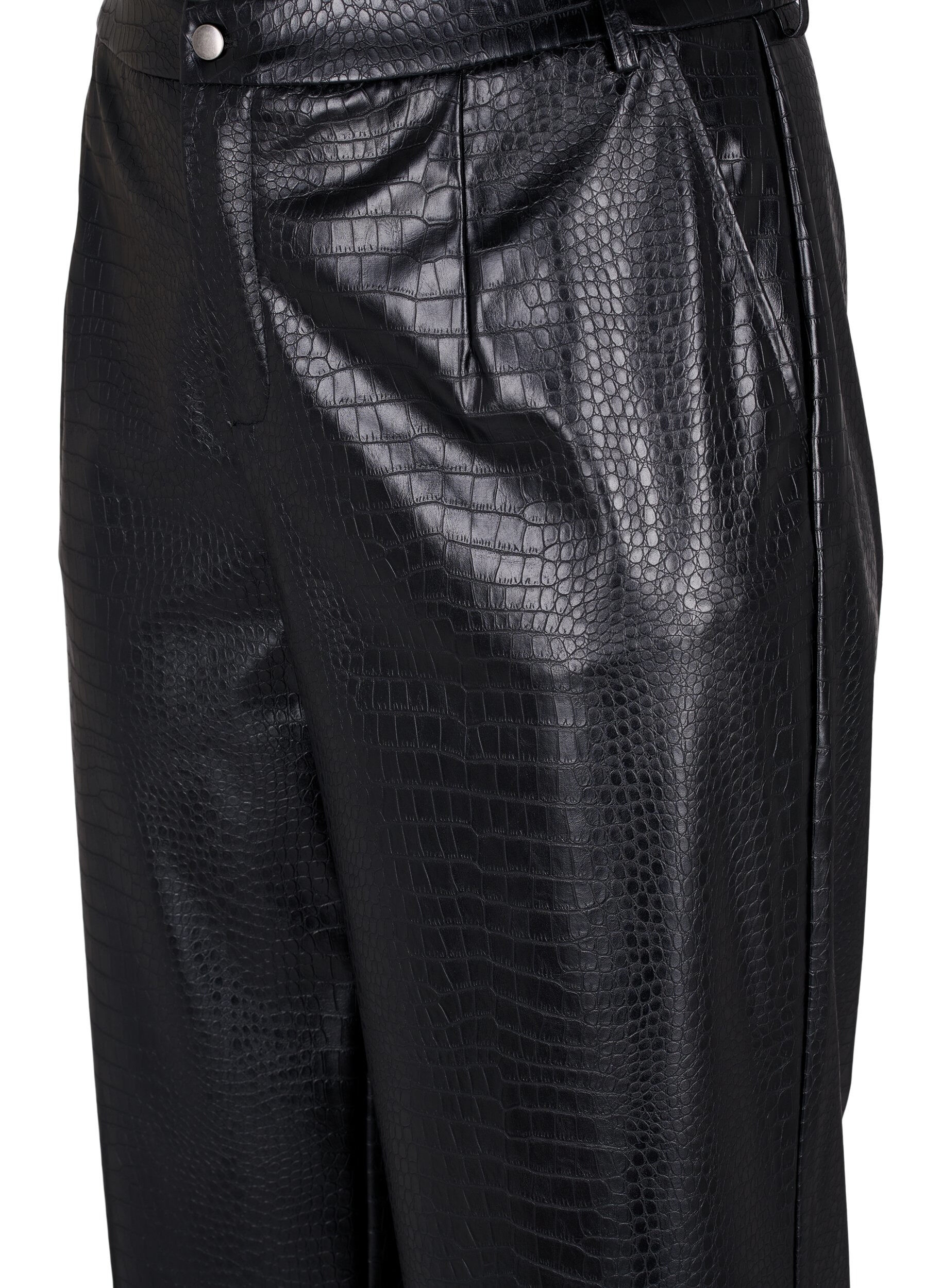 Zizzi Pantalon en simili cuir avec largeur, Black, Packshot image number 2