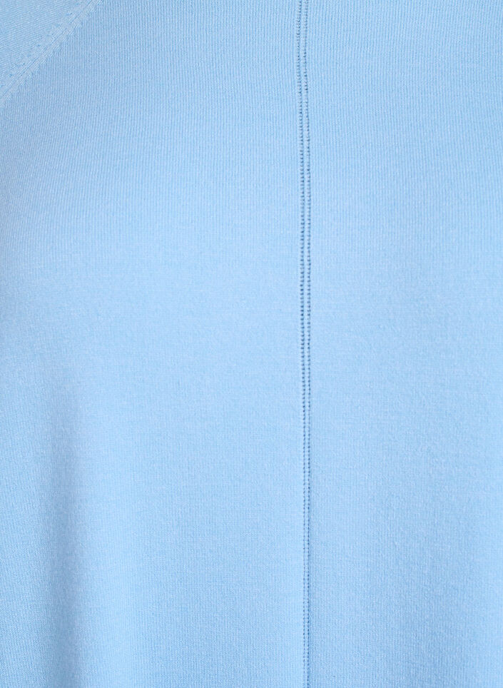 Blouse en maille &agrave; col rond et motif tricot&eacute;, Bleu Clair, Packshot image number 2