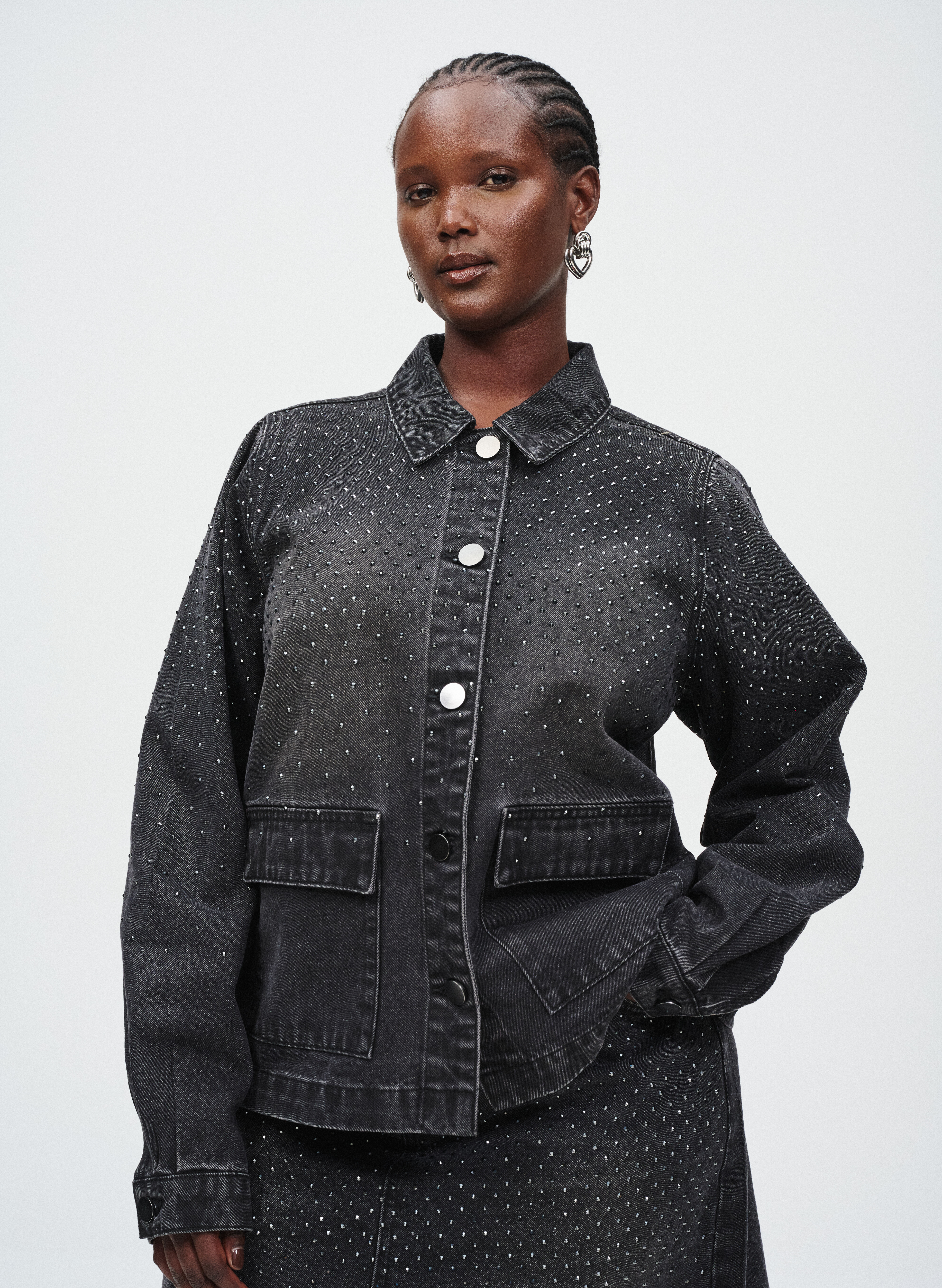 Zizzi Denim avec d&eacute;tails en pierre, , Model