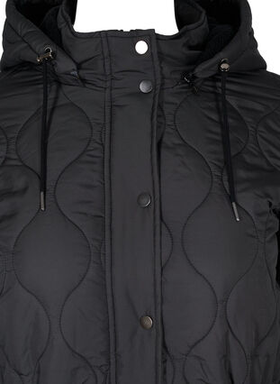 Veste thermique matelassée avec doublure en polaire et capuche amovible, Black, Packshot image number 2