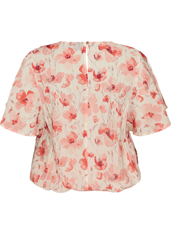Blouse coupe ballon avec manches papillon, Corail, Packshot image number 1