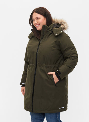 Veste d'hiver imperméable à capuche détachable, Forest Night, Model image number 0