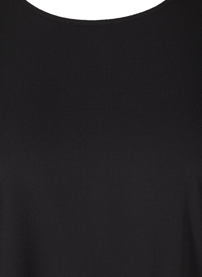 Blouse &agrave; manches courtes et encolure ronde, Noir, Packshot image number 2