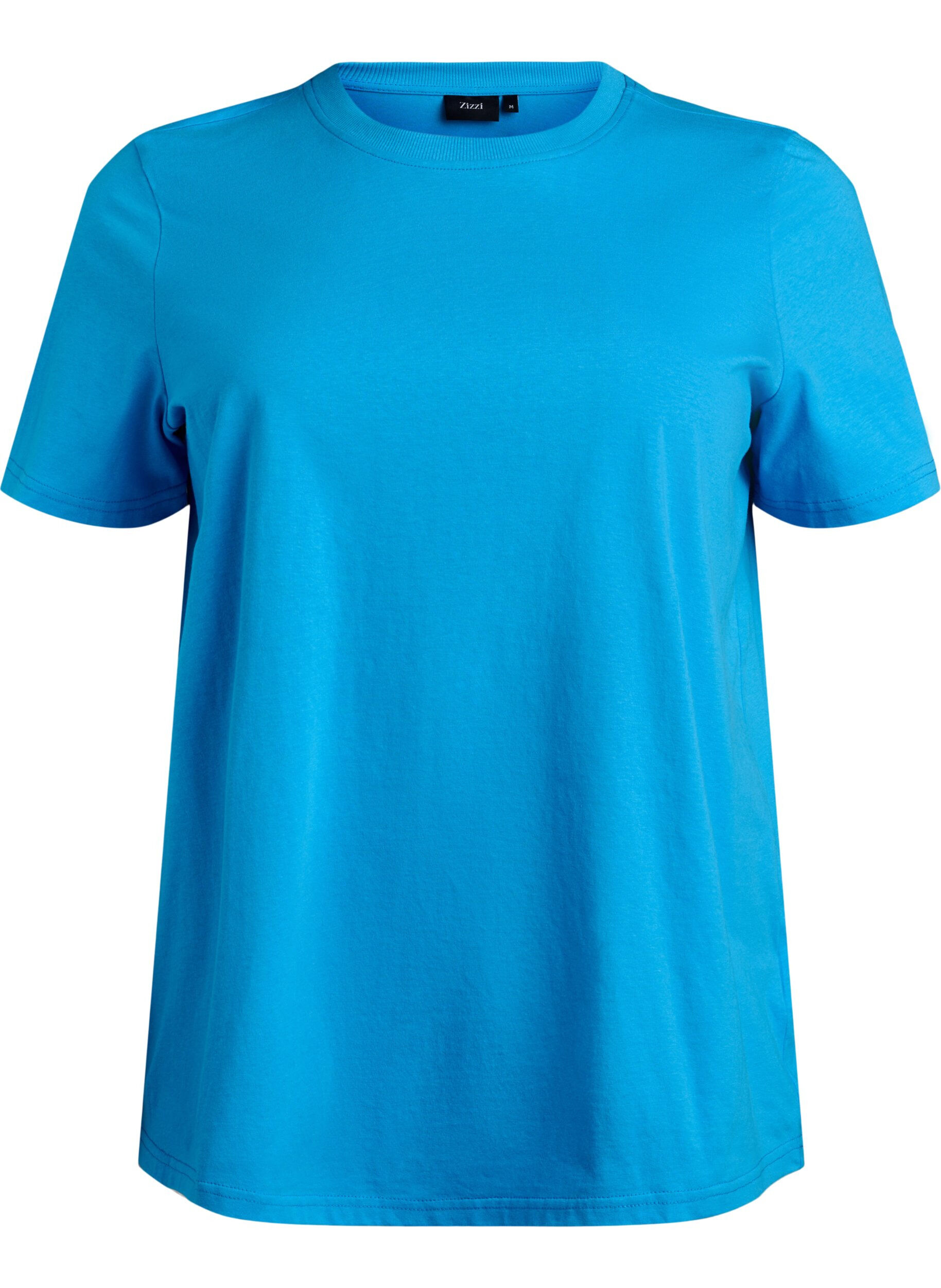 T-shirt basique en coton &agrave; col rond