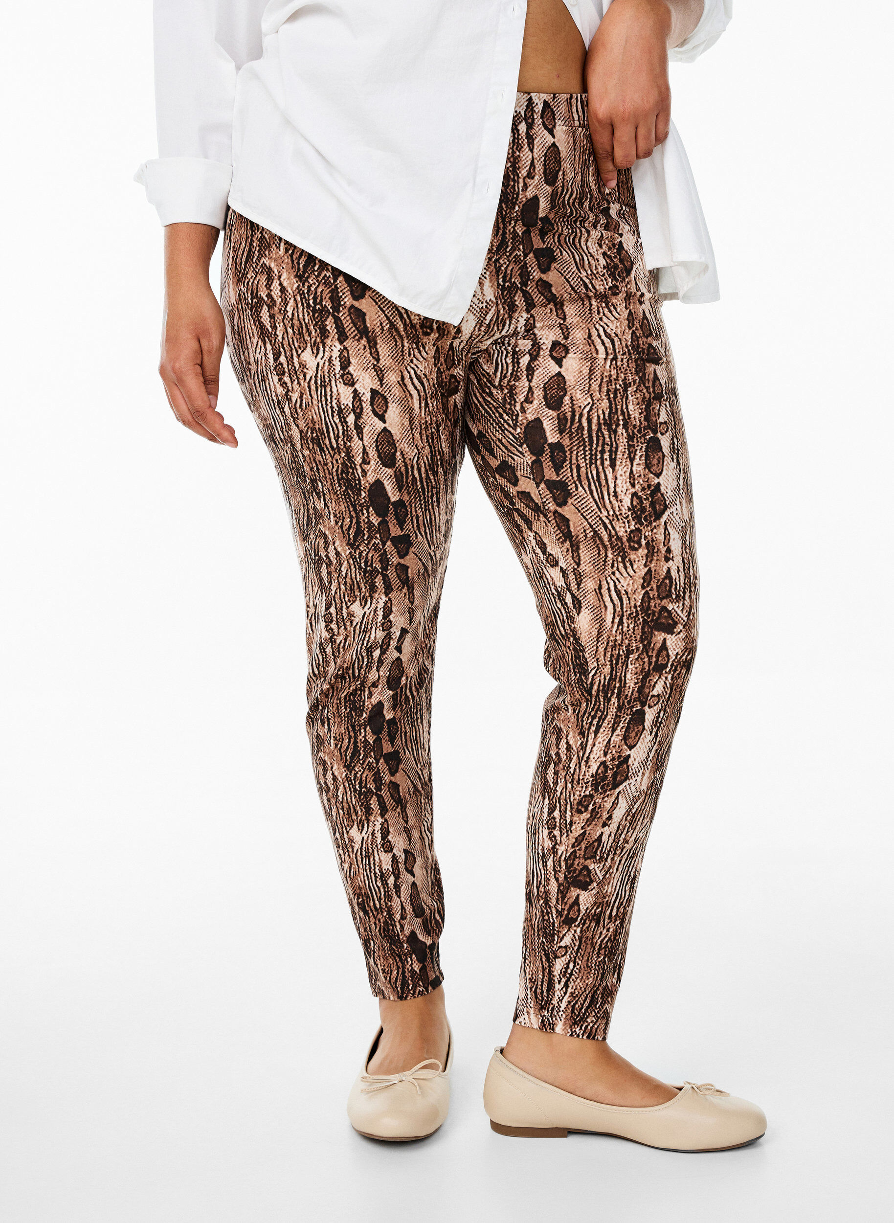 Leggings en viscose avec imprim&eacute;, Marron, Model