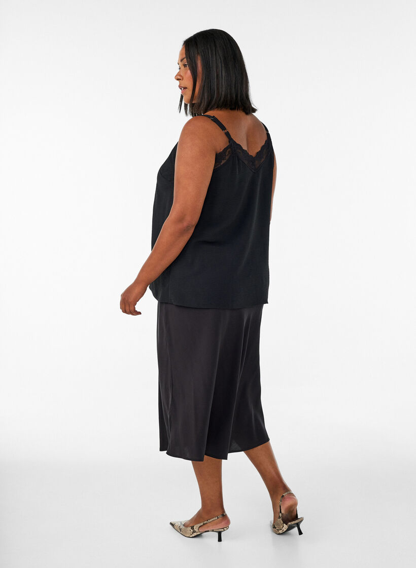 Jupe en viscose avec une ceinture &eacute;lastique, Noir, Model image number 2