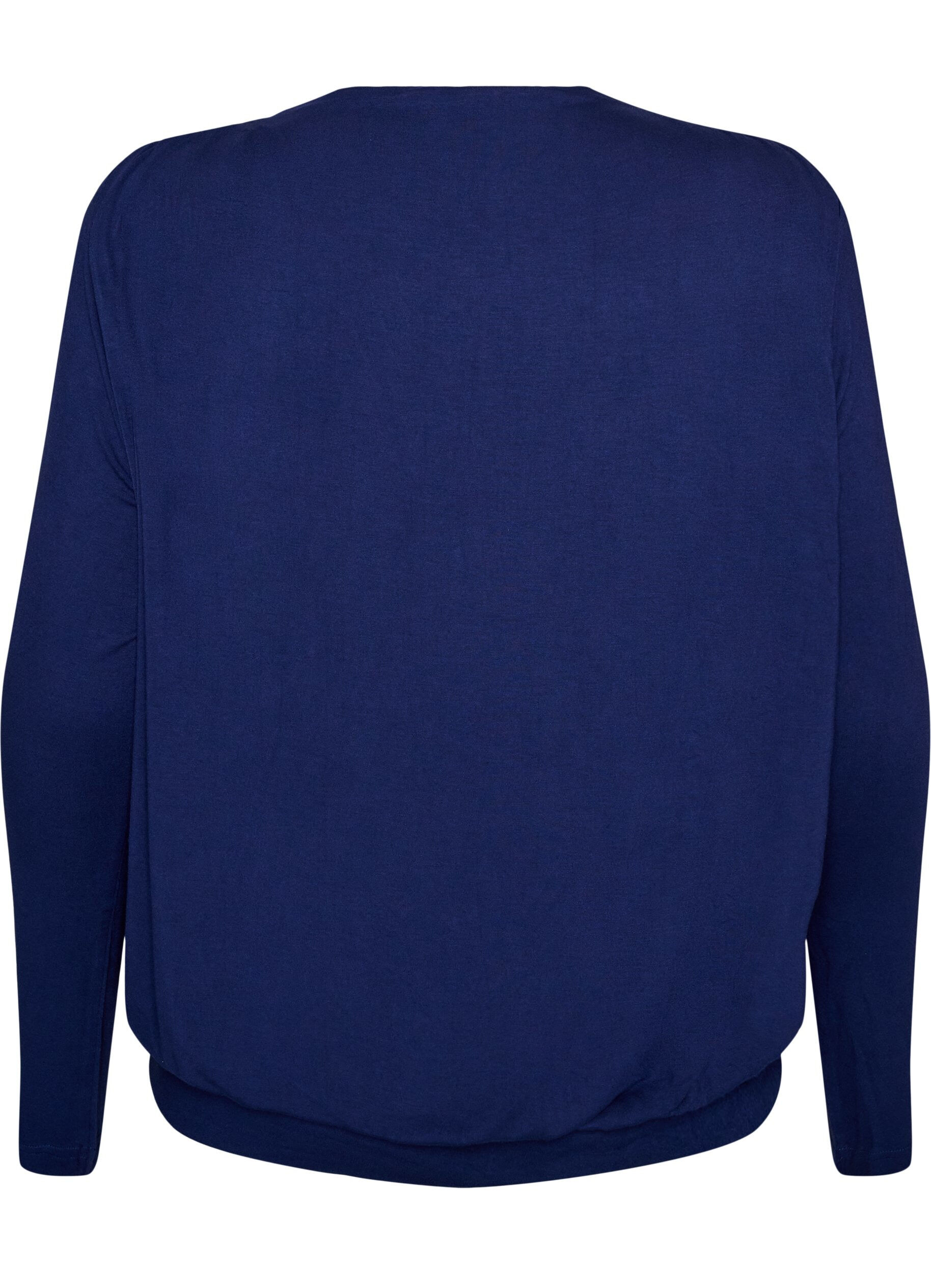 ZizziBlouse &agrave; encolure bateau et coupe ballon, Bleu, Packshot image number 1