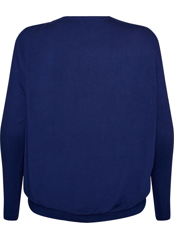 Blouse &agrave; encolure bateau et coupe ballon, Bleu, Packshot image number 1