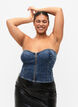 Top corset en denim avec fermeture éclair, Blue denim, Model image number 2