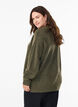 Blouse en maille avec motif c&ocirc;tel&eacute; en V et fentes, Vert Kaki, Model image number 2