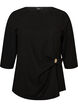 Blouse avec drap&eacute; asym&eacute;trique et manches 3/4, Noir, Packshot image number 0
