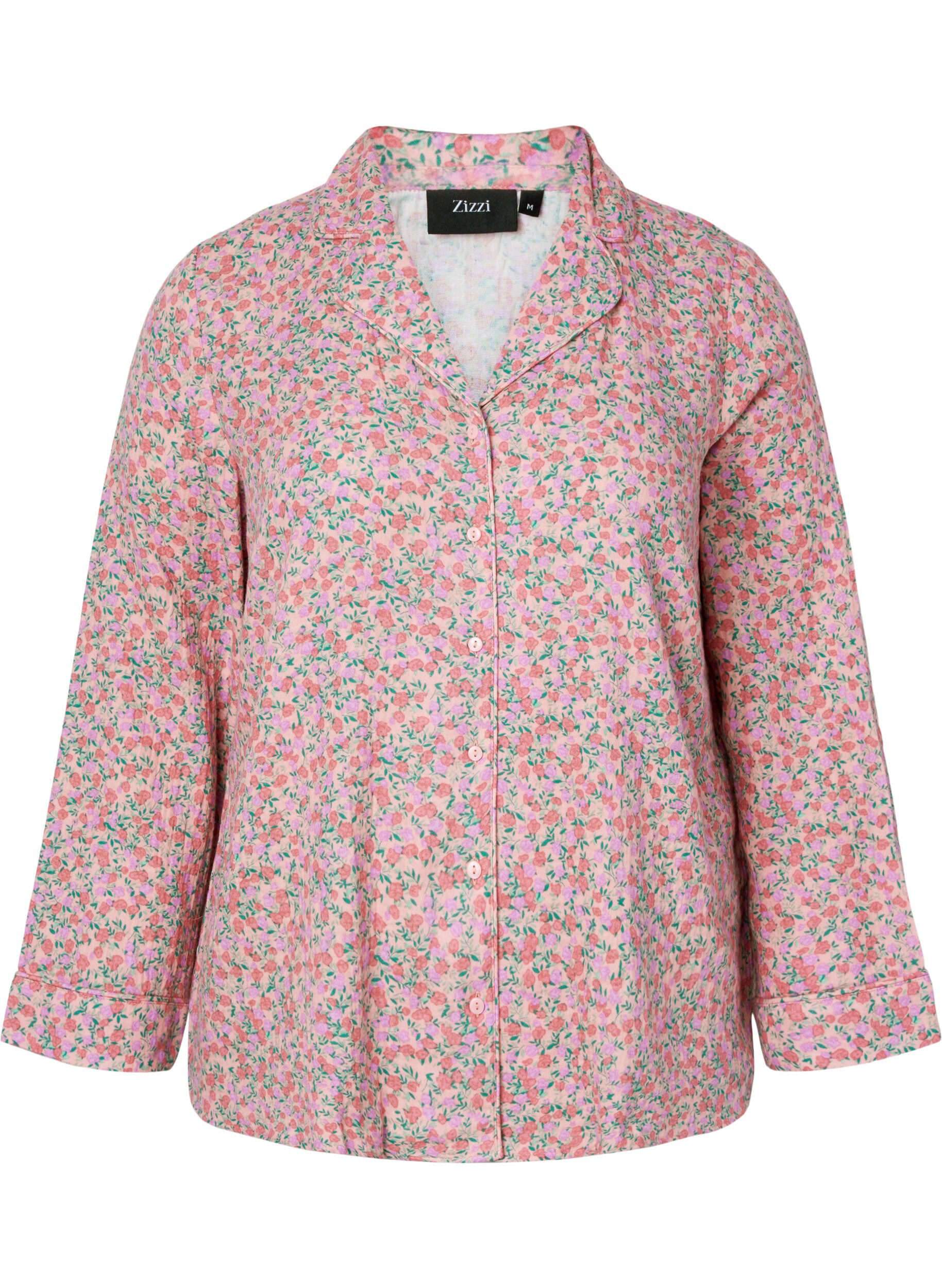 Zizzi Chemise de nuit en coton avec imprim&eacute; floral, Powder Pink, Packshot image number 0