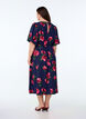 Robe midi &agrave; imprim&eacute; roses et manches courtes bouffantes, Bleu, Model image number 2