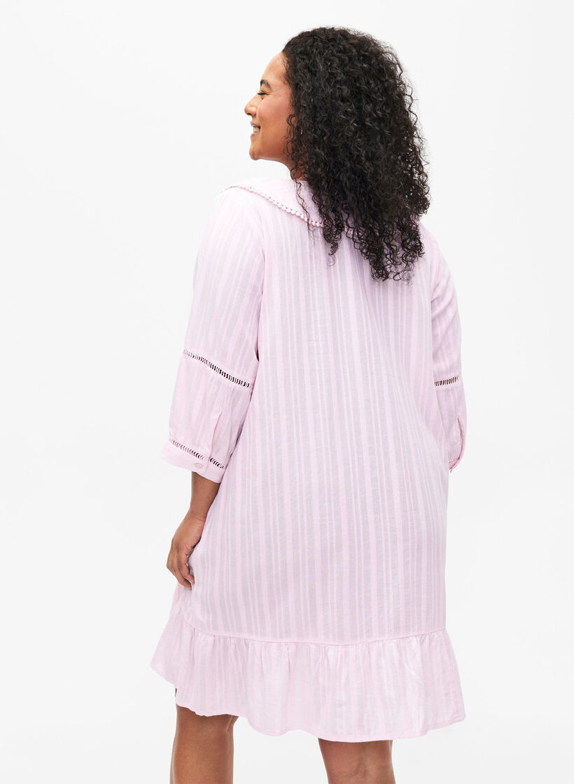 Robe à manches 3/4 associant coton et viscose, Almond Blossom, Model image number 1