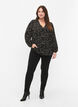 Blouse avec col en V et imprimé, Black Dot AOP, Model image number 2