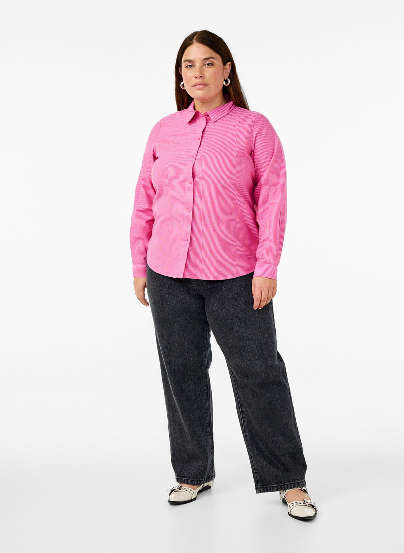 Chemise &agrave; manches longues en coton, Rouge, Model image number 1