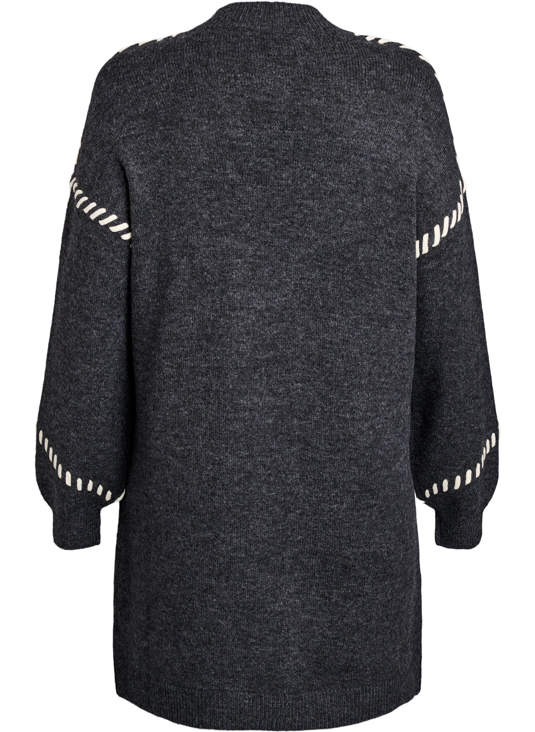 Zizzi Robe en maille avec surpiq&ucirc;res contrastantes, Gris anthracite, Packshot image number 1