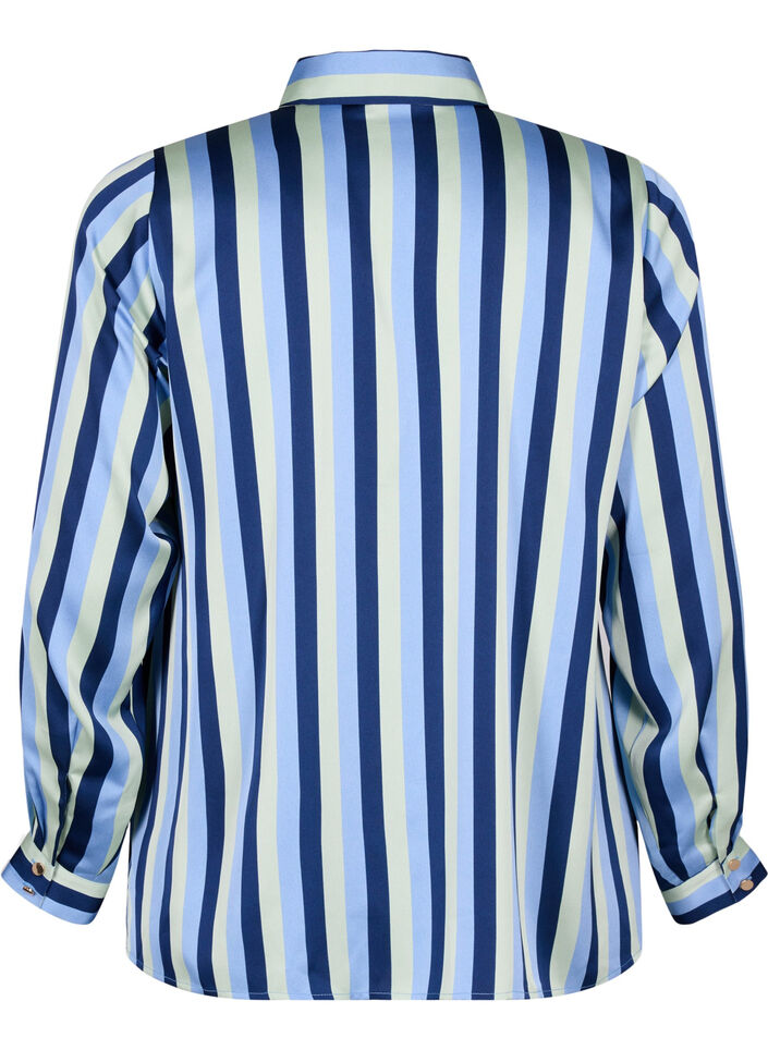 Chemises en satin rayé, Blue Stripe, Packshot image number 1