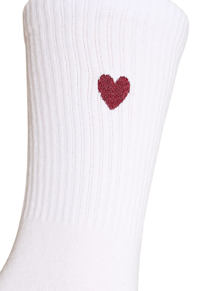 Chaussettes en coton avec motif, Blanc, Packshot image number 2