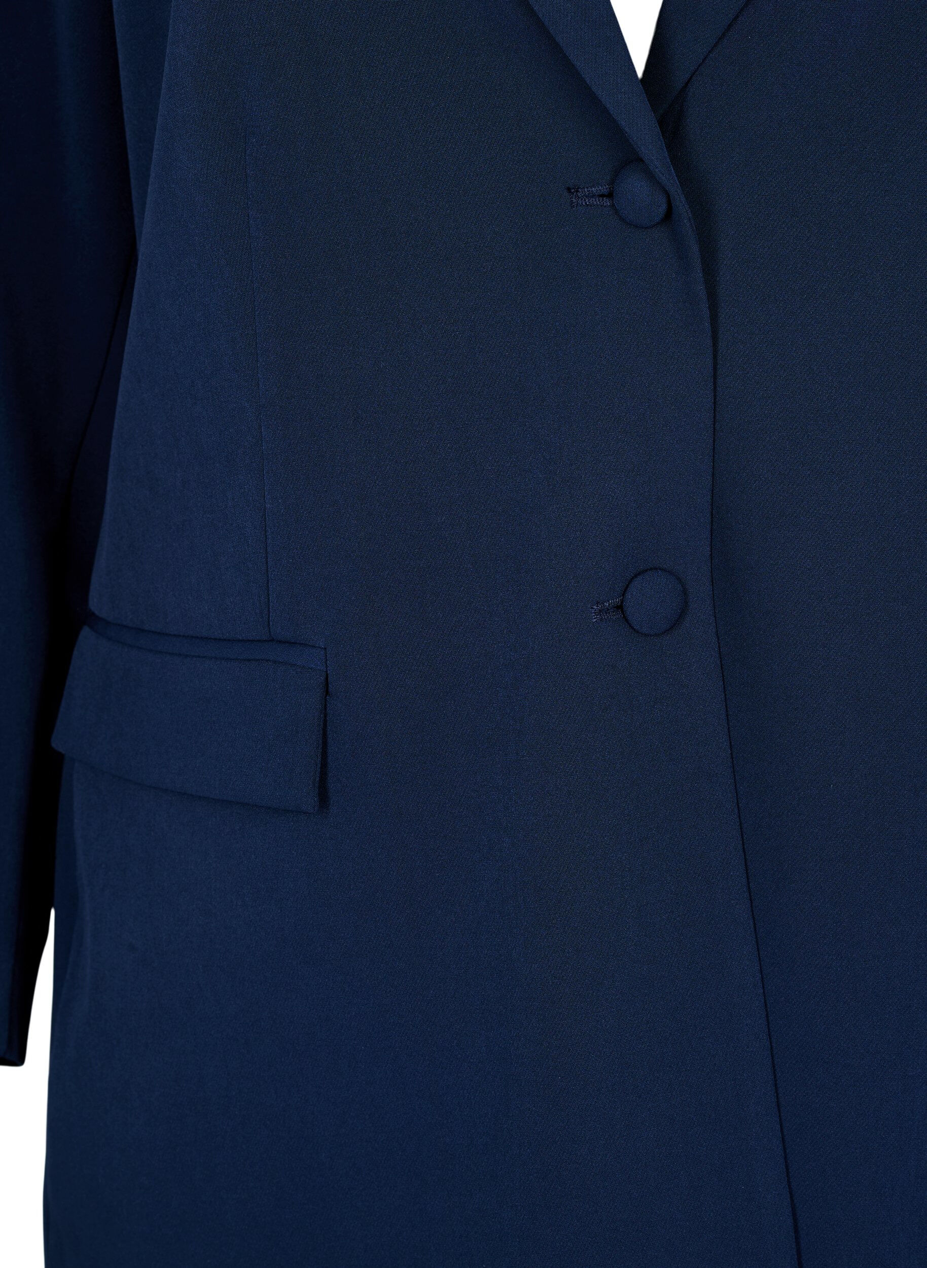 Zizzi Blazer classique avec fermeture boutonn&eacute;e, Bleu, Packshot image number 2