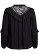 Blouse en viscose avec dentelle et volants, Noir, Packshot image number 1