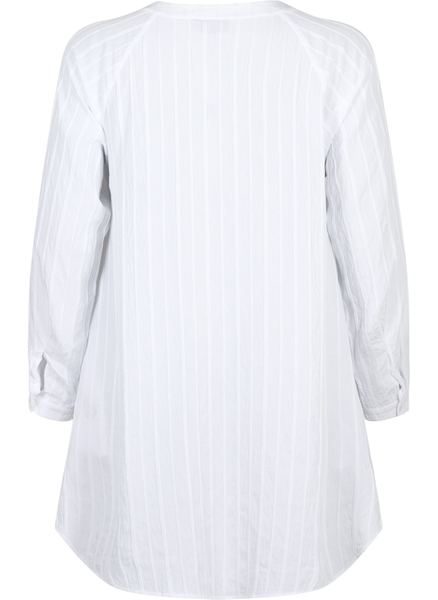 Zizzi Chemise longue en viscose &agrave; structure ray&eacute;e, Bright White, Packshot image number 1