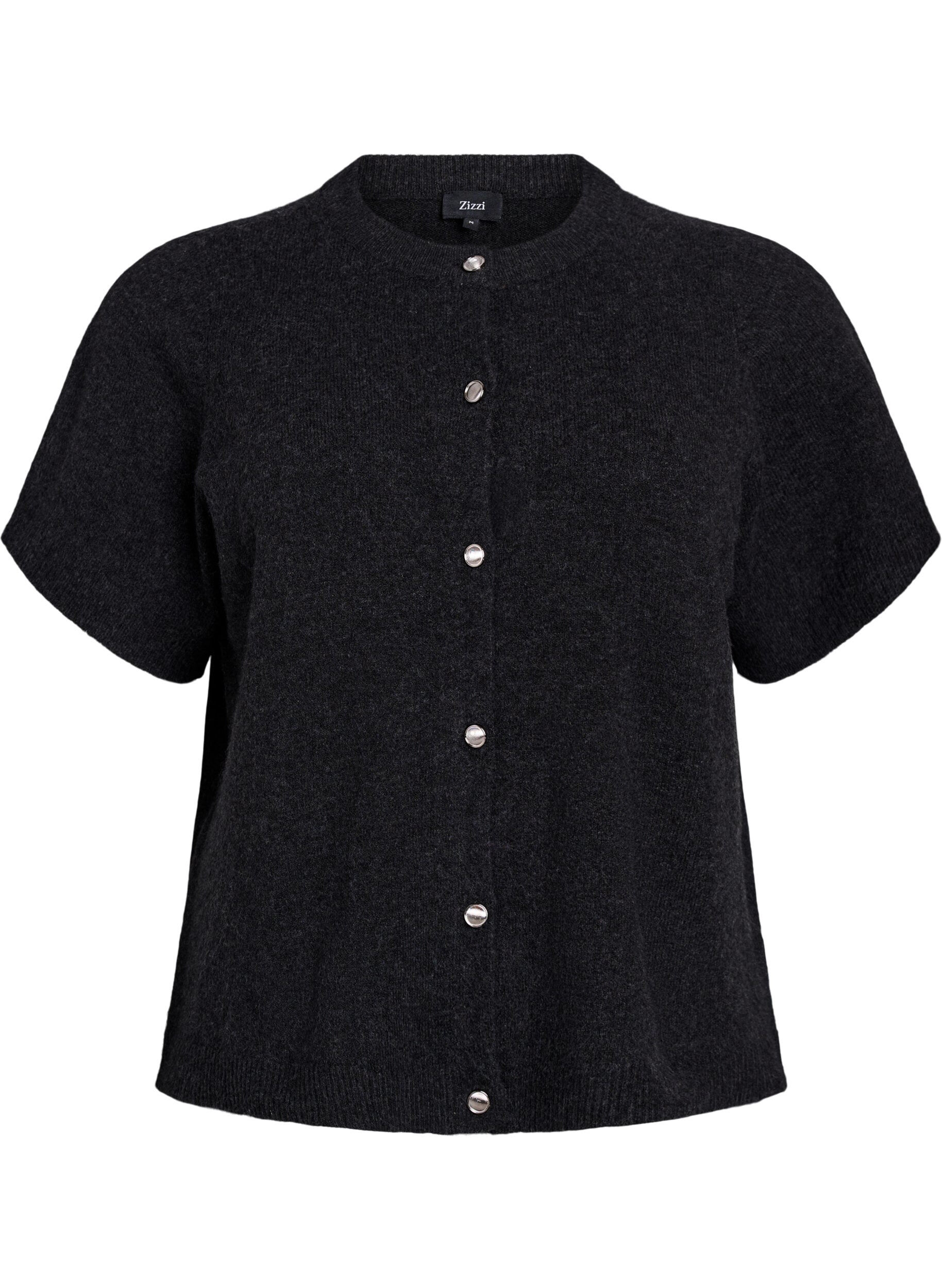 Zizzi Cardigan en tricots &agrave; manches courtes, Gris anthracite, Packshot image number 0