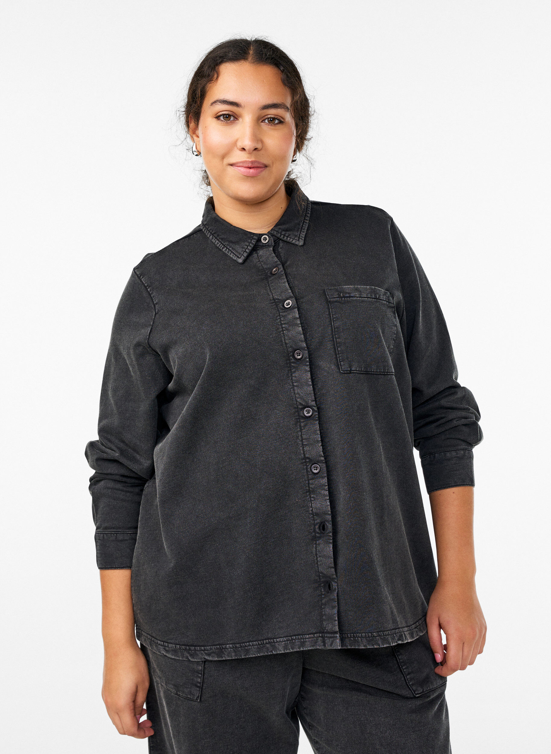 Chemise en molleton &agrave; effet d&eacute;lav&eacute;, Gris anthracite, Model