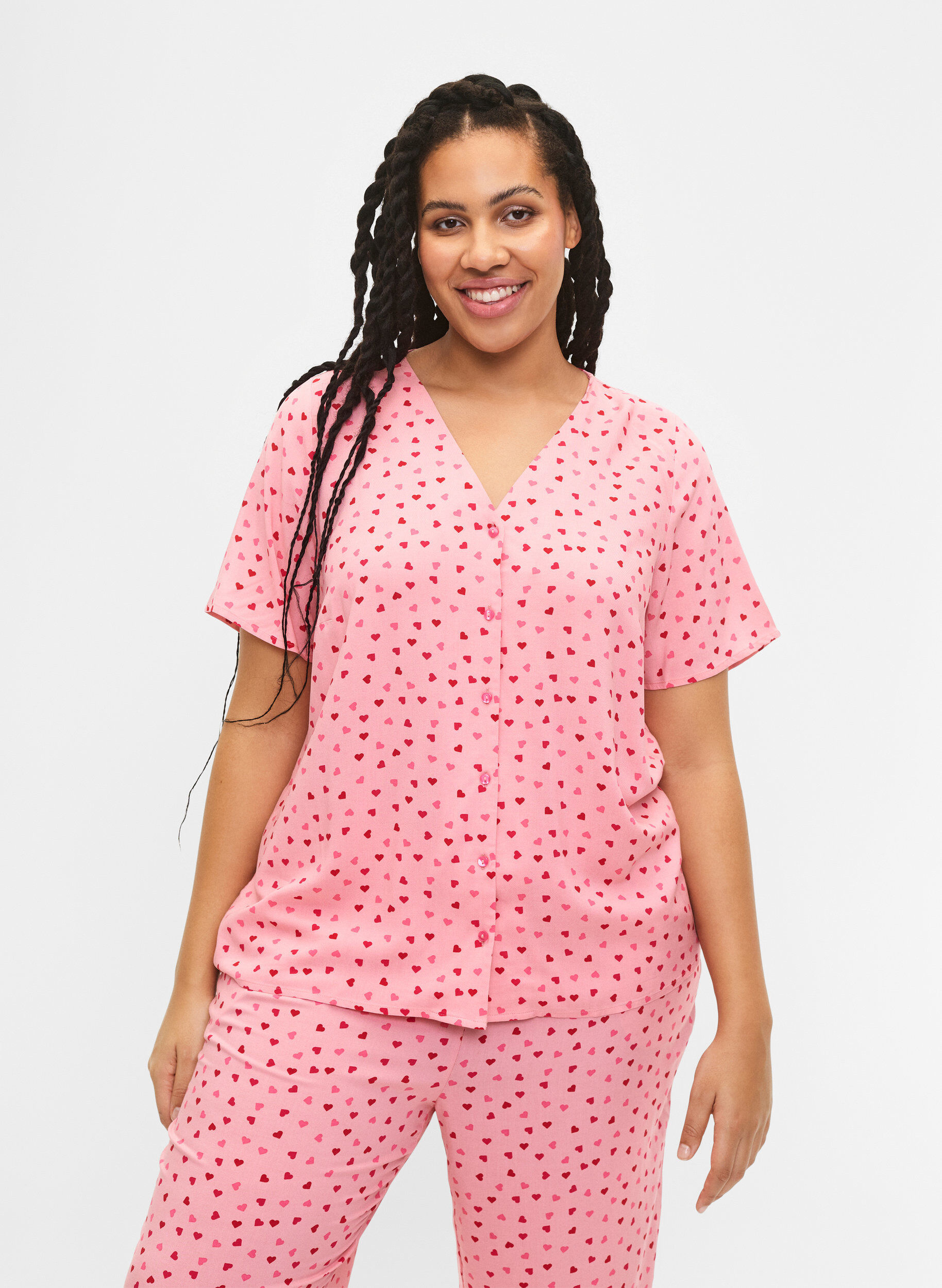 Zizzi Blouse imprim&eacute;e en viscose, Rose, Model image number 0
