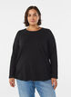 Blouse basique en jersey &agrave; manches longues, Noir, Model image number 0