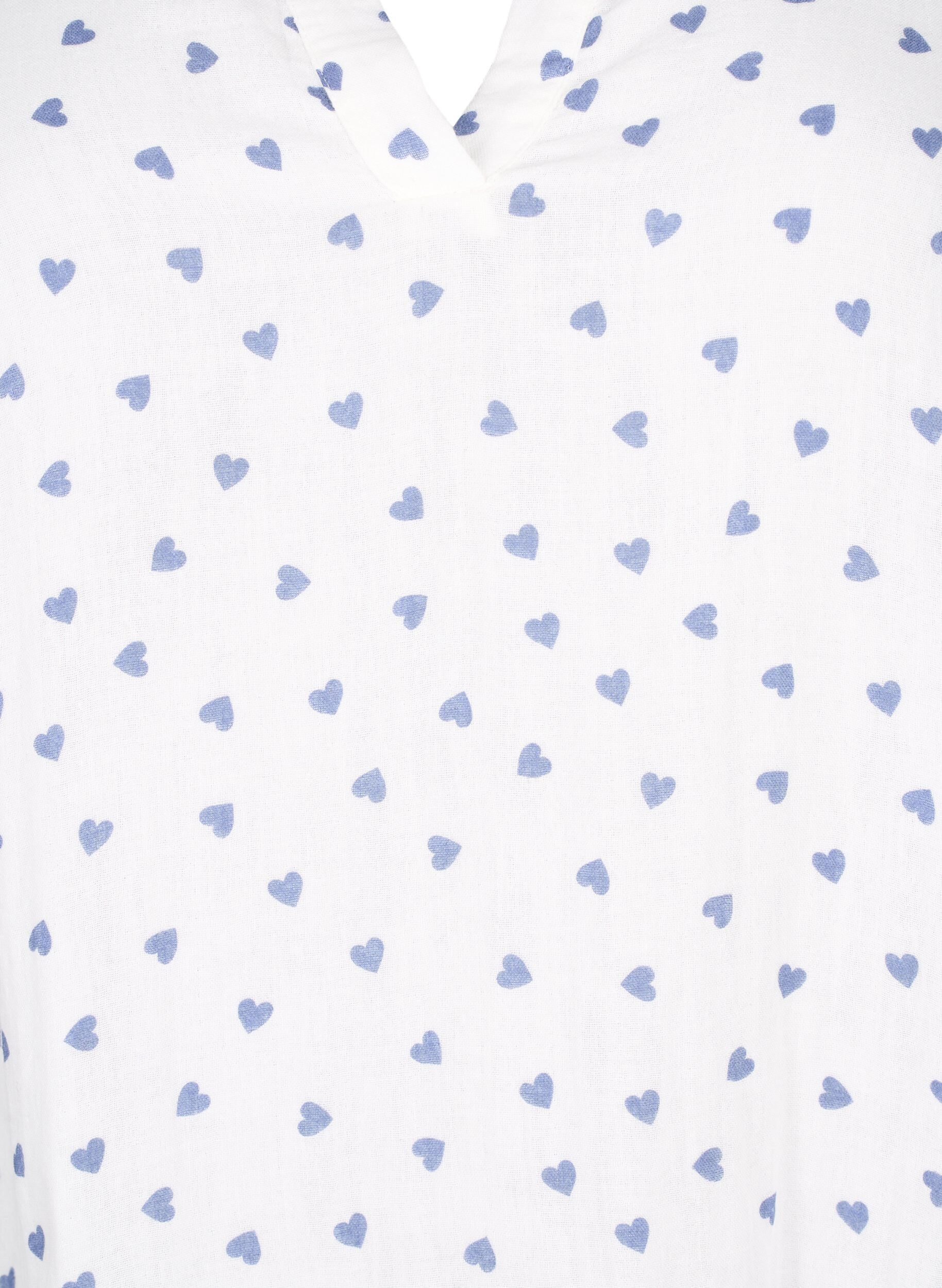 Zizzi Robe en coton avec imprim&eacute; c&oelig;ur, Bright White Heart, Packshot image number 2