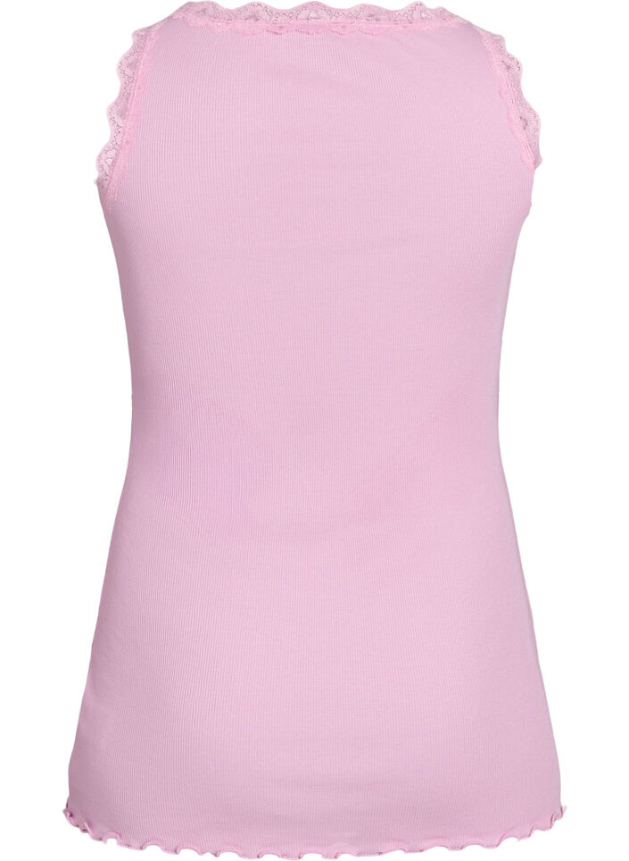 Top avec finitions en dentelle, Rose, Packshot image number 1