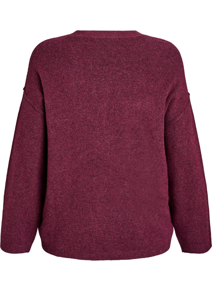 Pull ample en maille avec coutures apparentes, Bordeaux foncé, Packshot image number 1