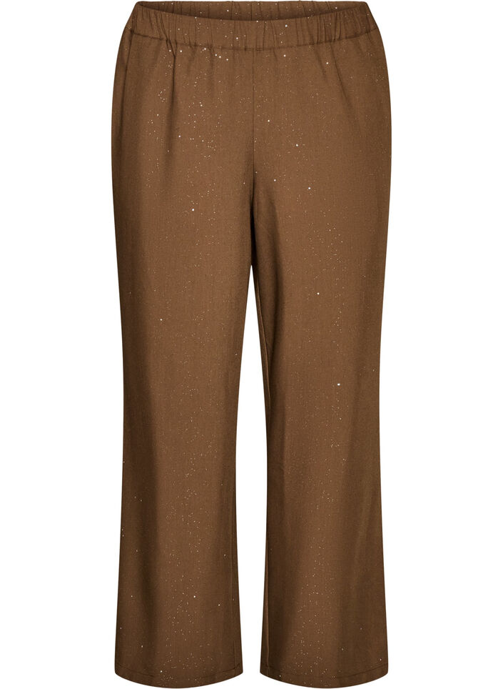 Pantalon &agrave; coupe ample avec paillettes, Marron, Packshot image number 0