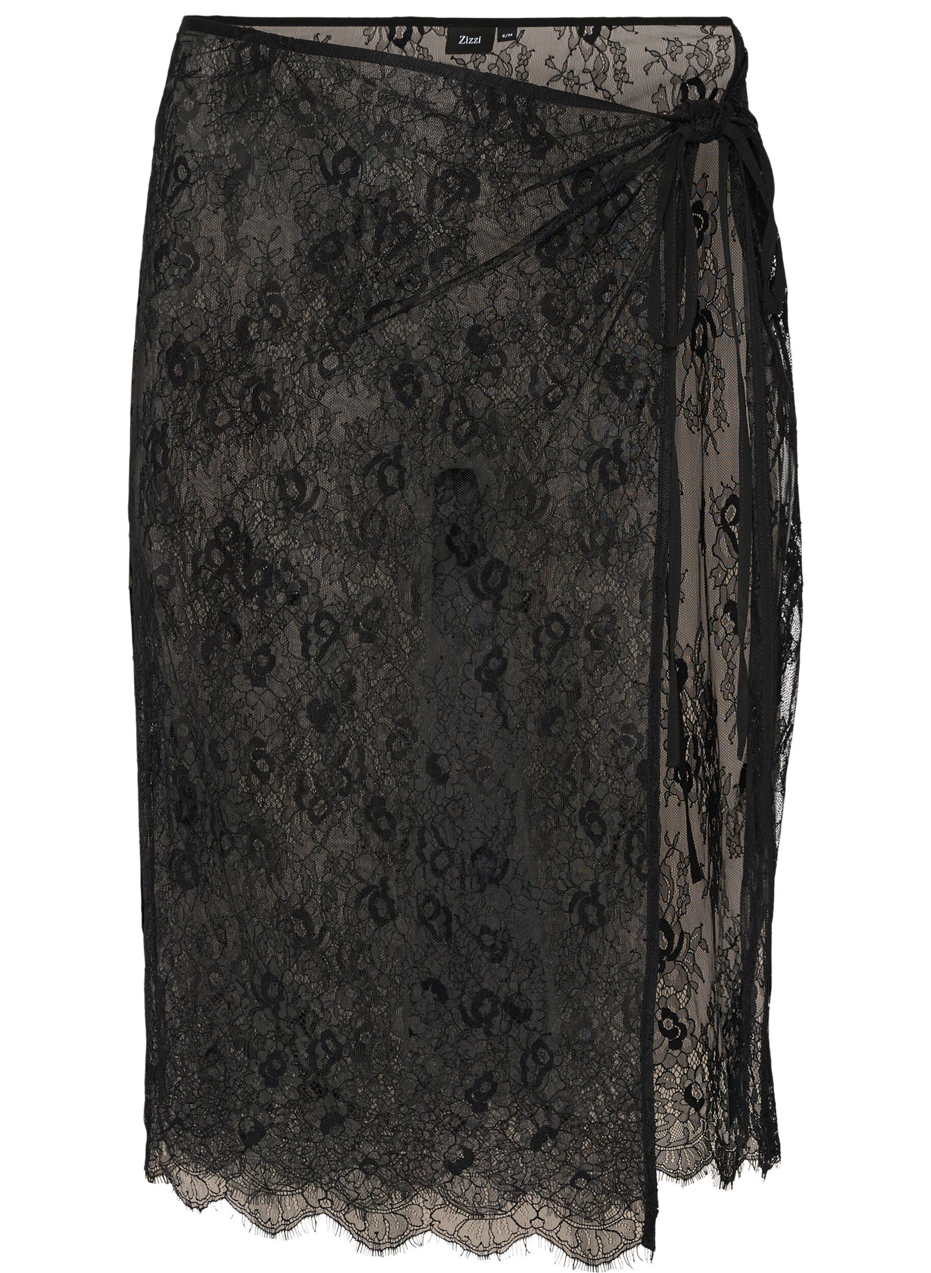ZizziJupe portefeuille en dentelle &agrave; nouer, Noir, Packshot image number 0