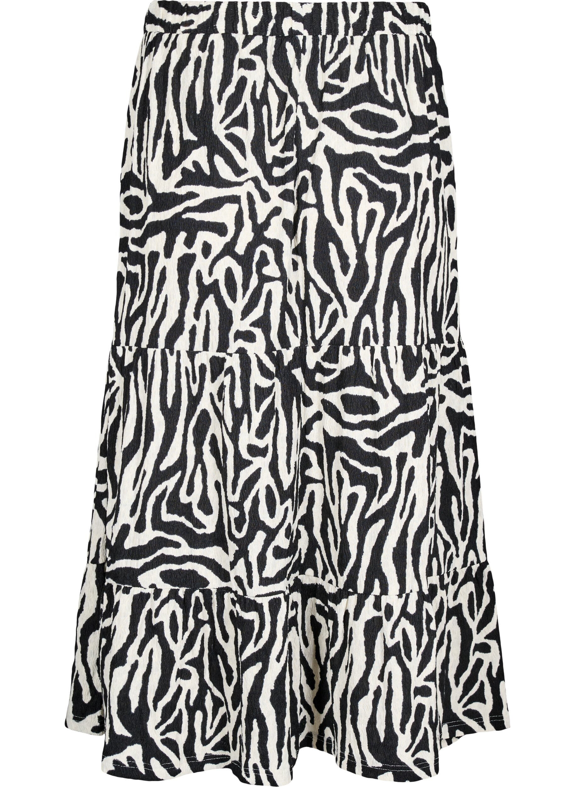 Zizzi Jupe longue avec imprim&eacute; z&egrave;bre, Black w. White Zebra, Packshot image number 1