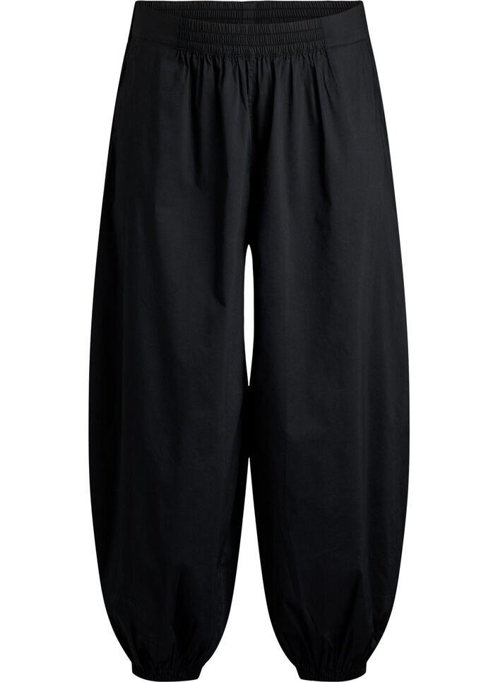 Pantalon ballon avec poches et ceinture &eacute;lastique, Noir, Packshot