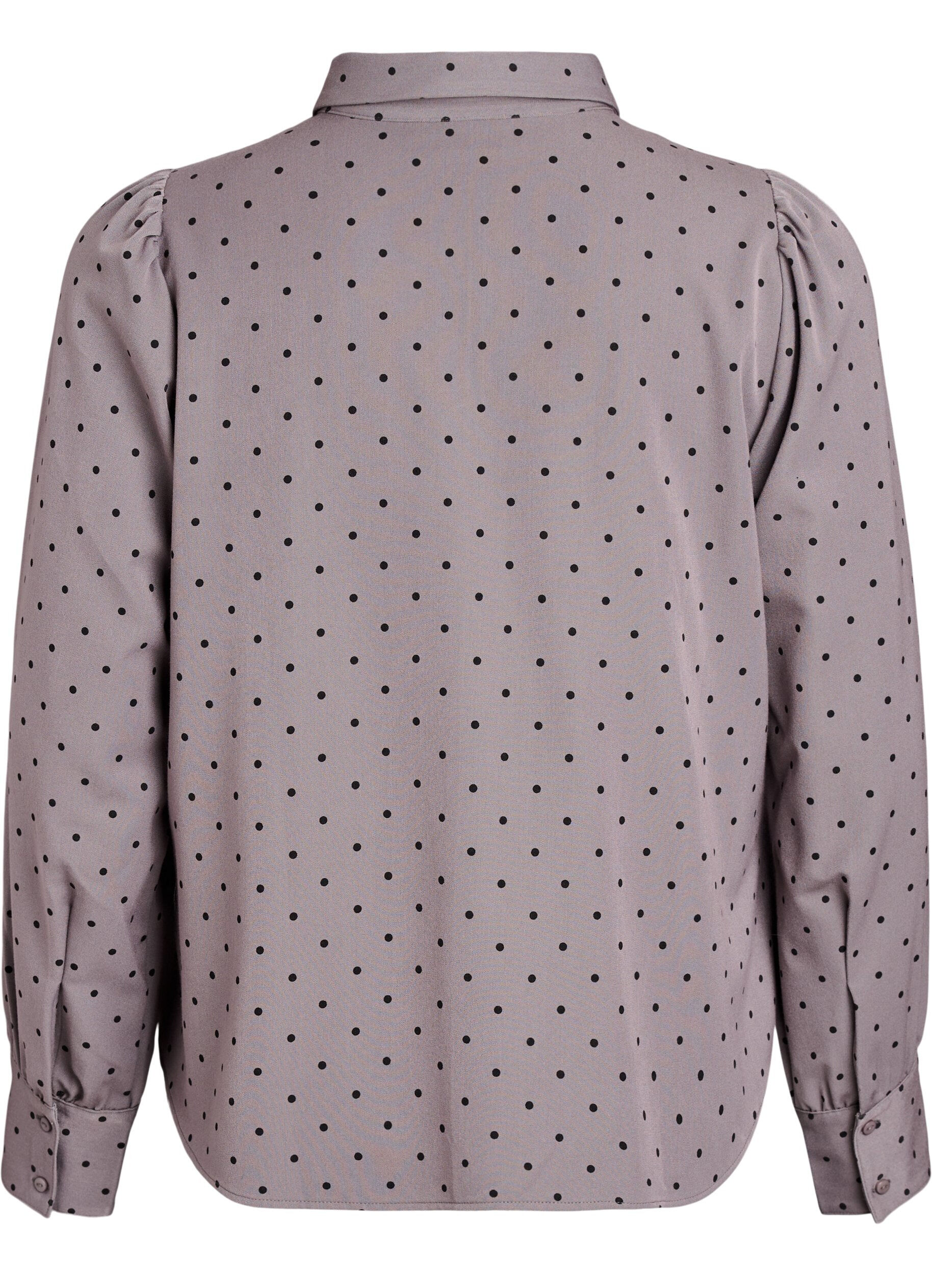 Zizzi Chemise &agrave; col et &agrave; pois, Gris, Packshot image number 1