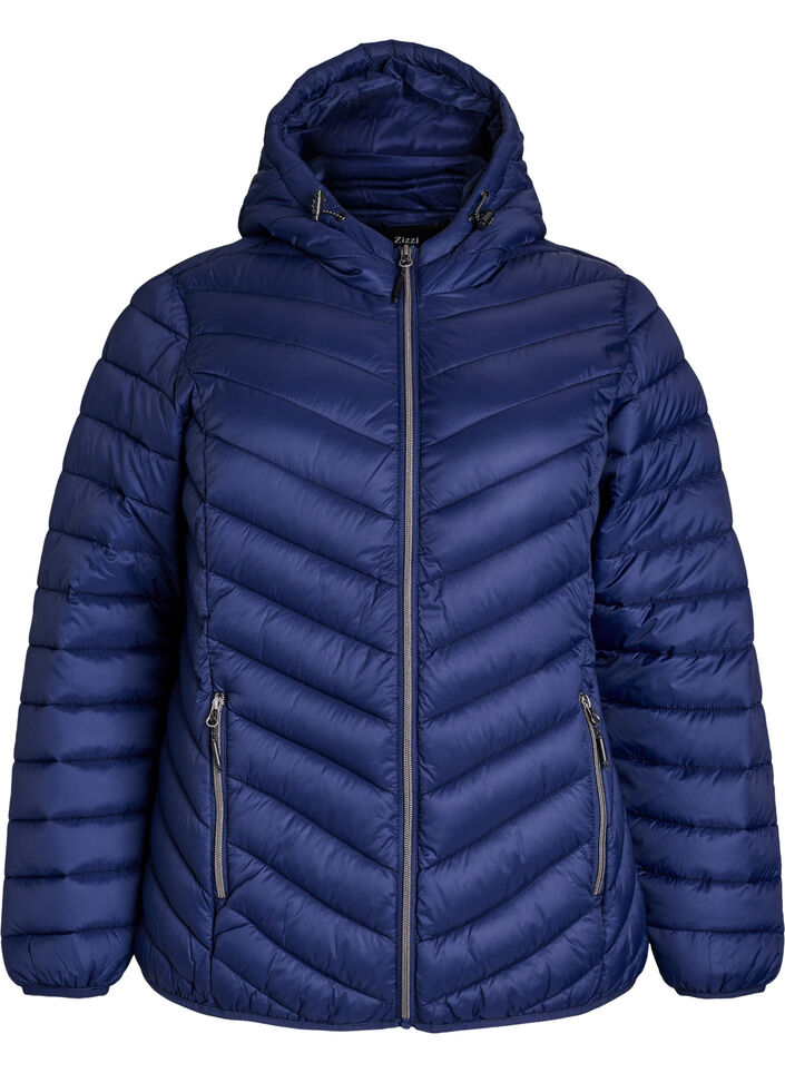 Doudoune l&eacute;g&egrave;re matelass&eacute;e &agrave; capuche, Bleu, Packshot image number 0