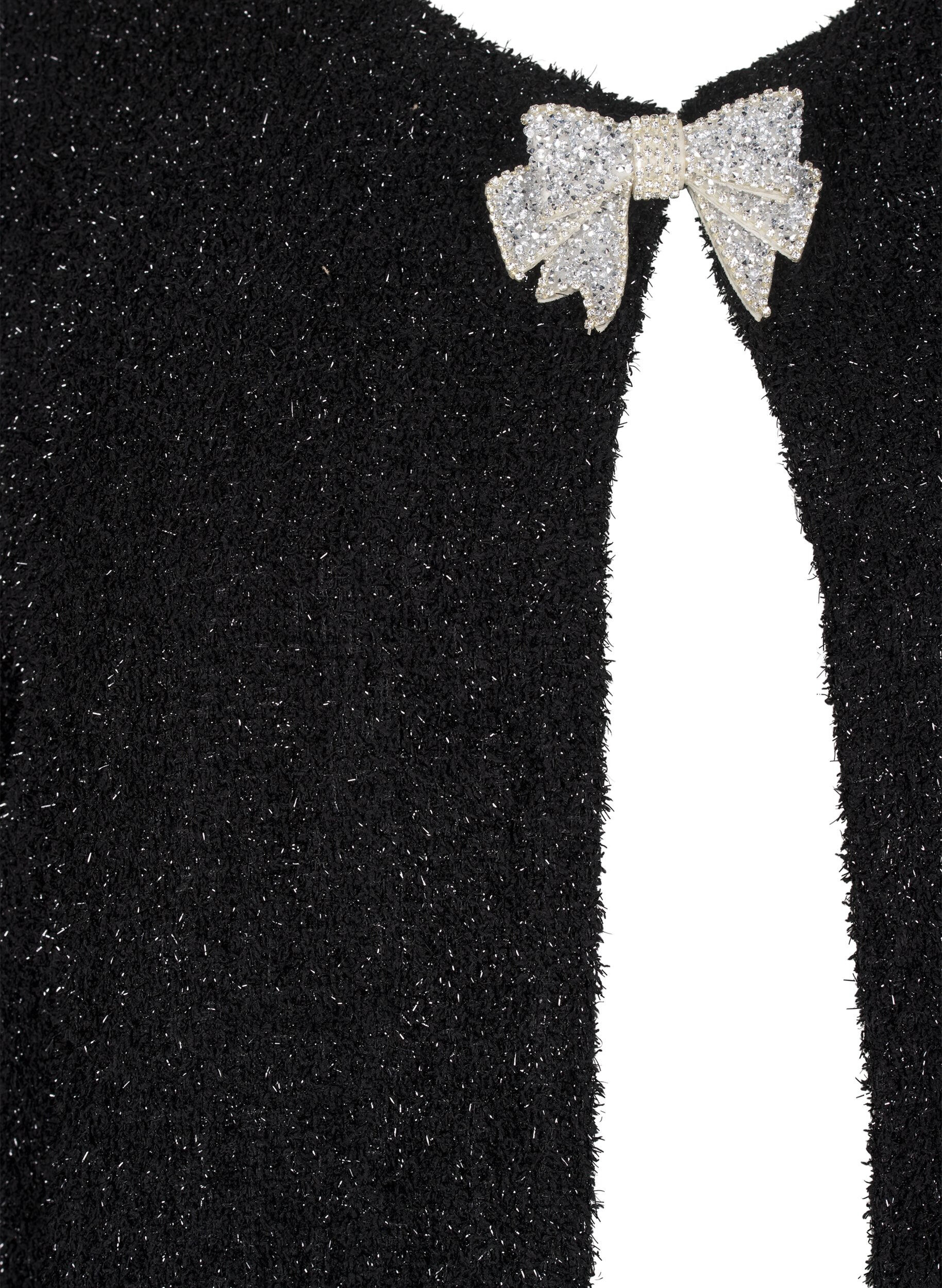 Zizzi Veste avec n&oelig;ud et fil paillet&eacute;, Black, Packshot image number 2