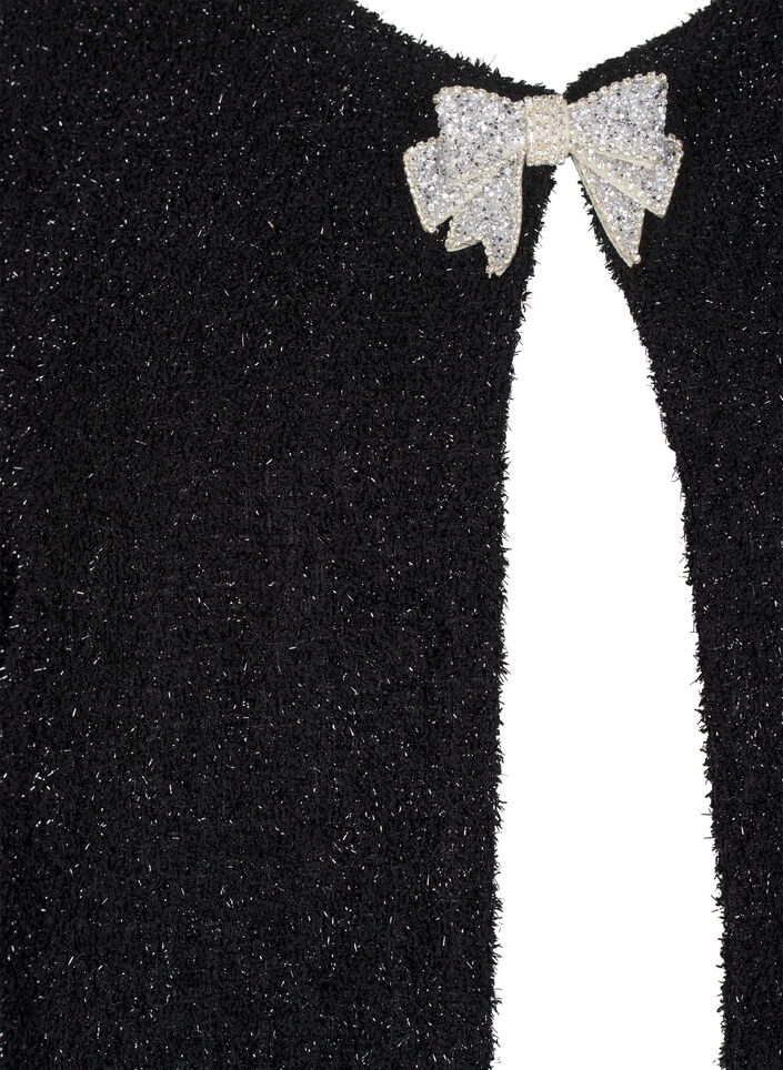 Veste avec nœud et fil pailleté, Black, Packshot image number 2