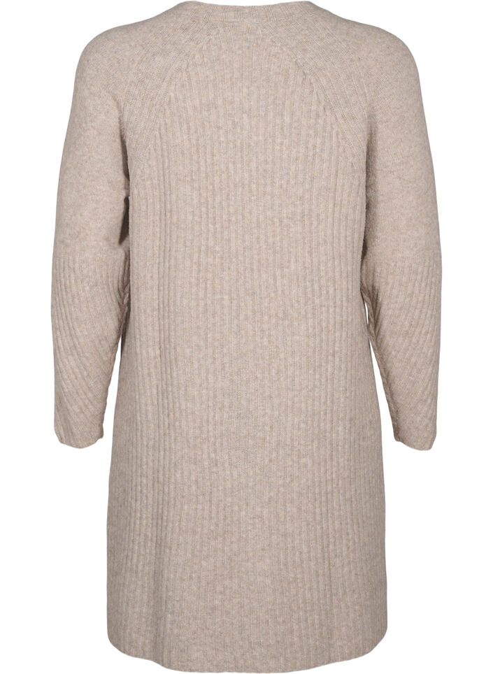 Robe en tricot côtelé avec fente, Simply Taupe Mel., Packshot image number 1