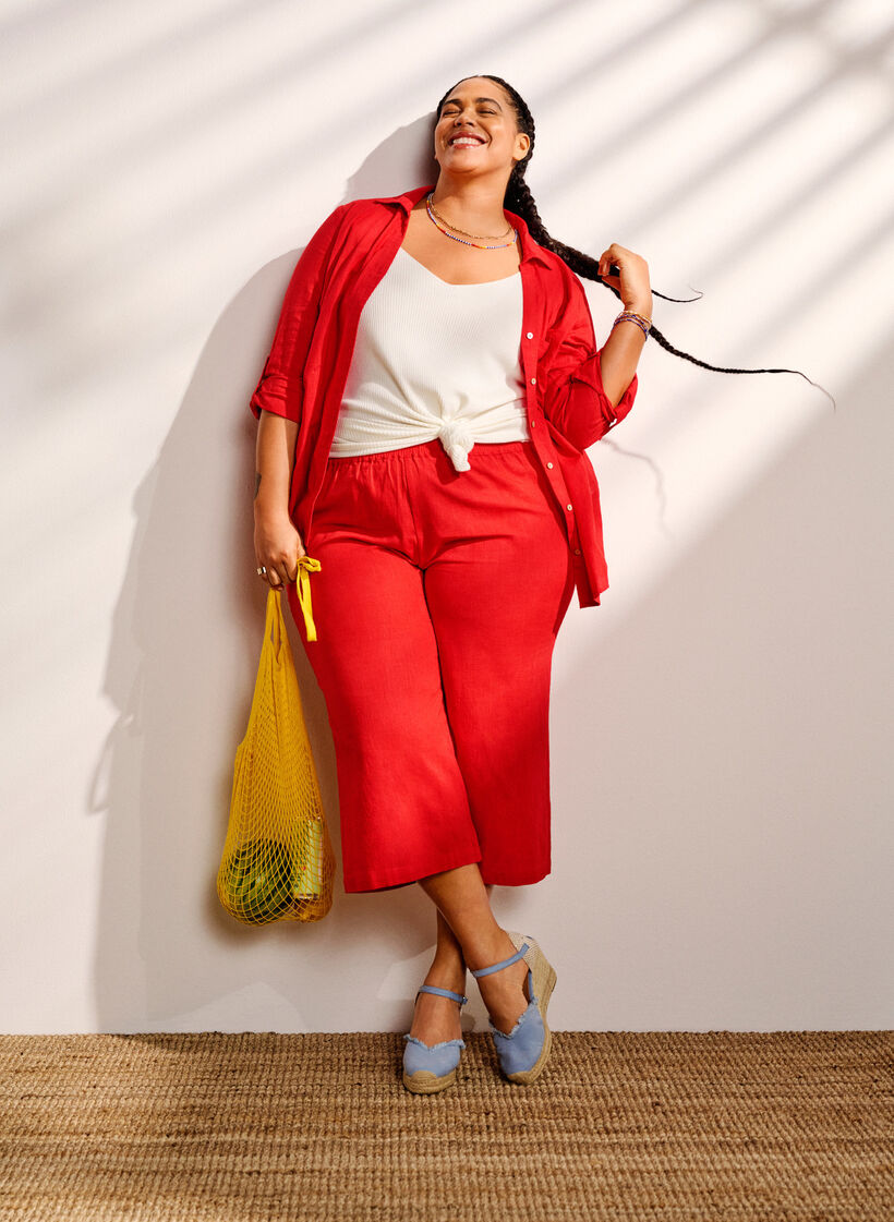 Chemisier à boutons en mélange coton-lin, Hibiscus, Image image number 0