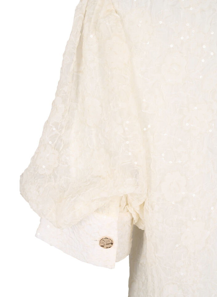 Robe de soirée courte à paillettes, Vanille, Packshot image number 3