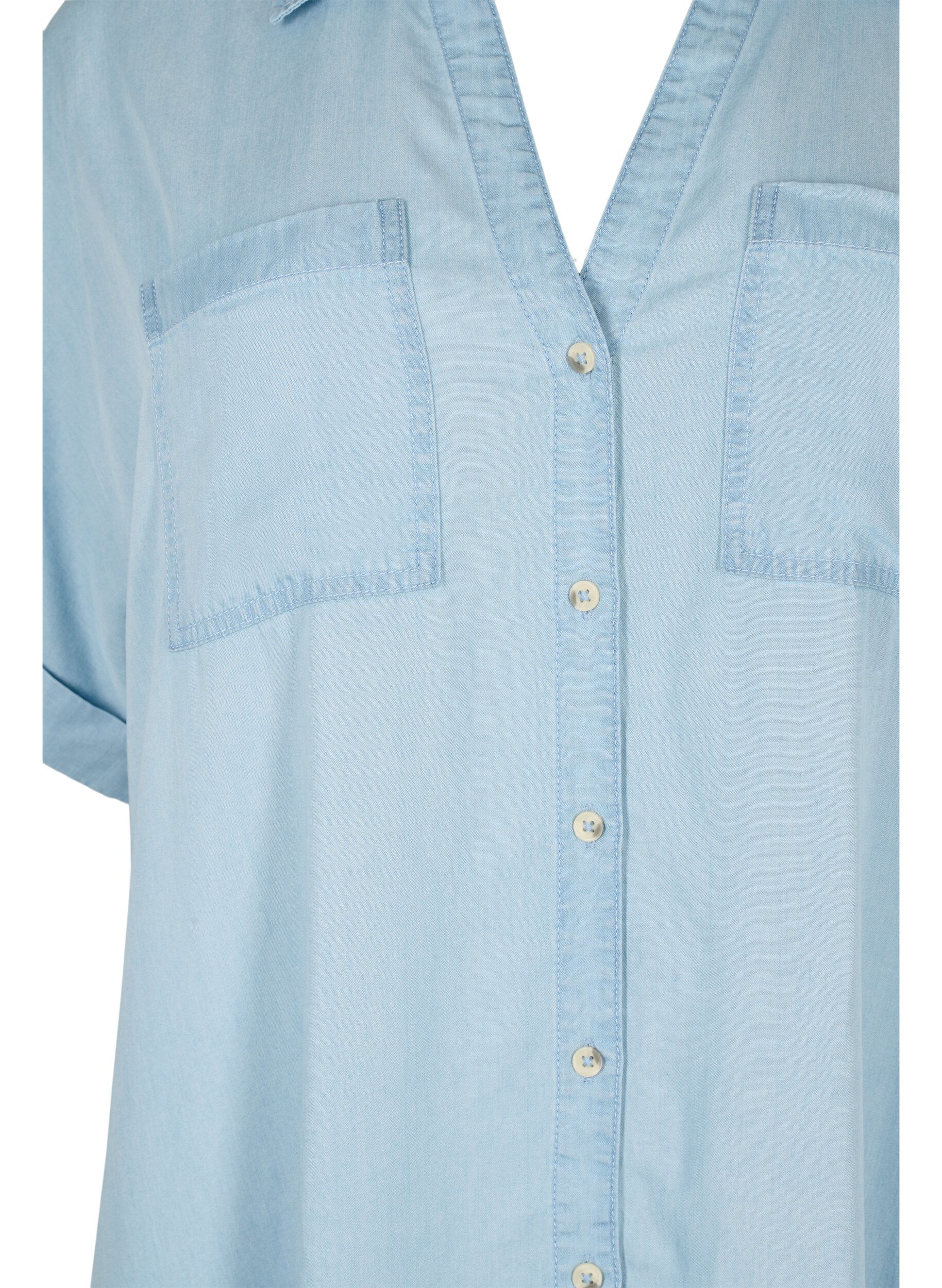 Zizzi Robes &agrave; manches courtes en lyocell (TENCEL&trade;), Light blue denim, Packshot image number 2