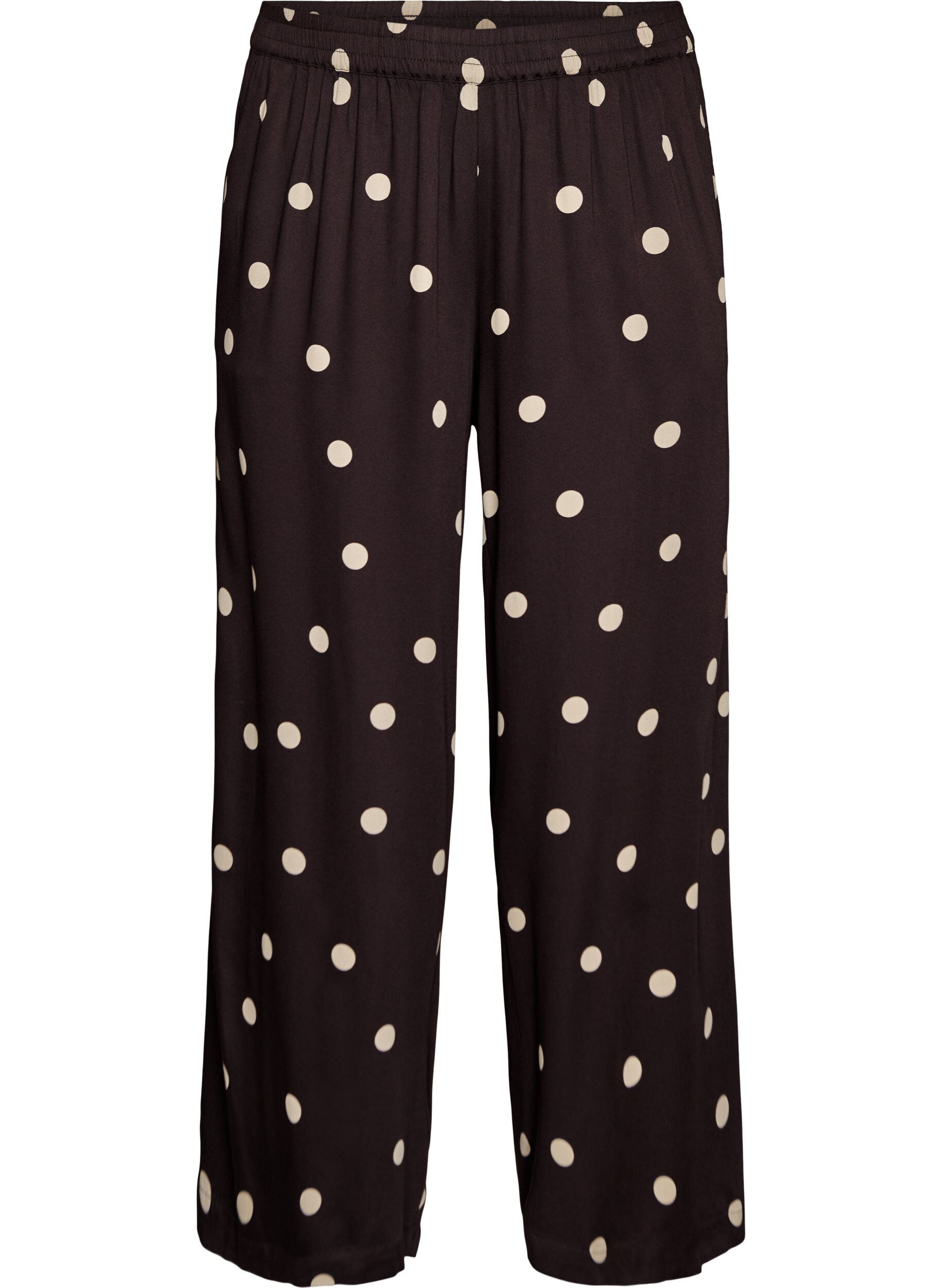 ZizziPantalon en viscose &agrave; pois et &agrave; coupe ample, Marron, Packshot image number 0