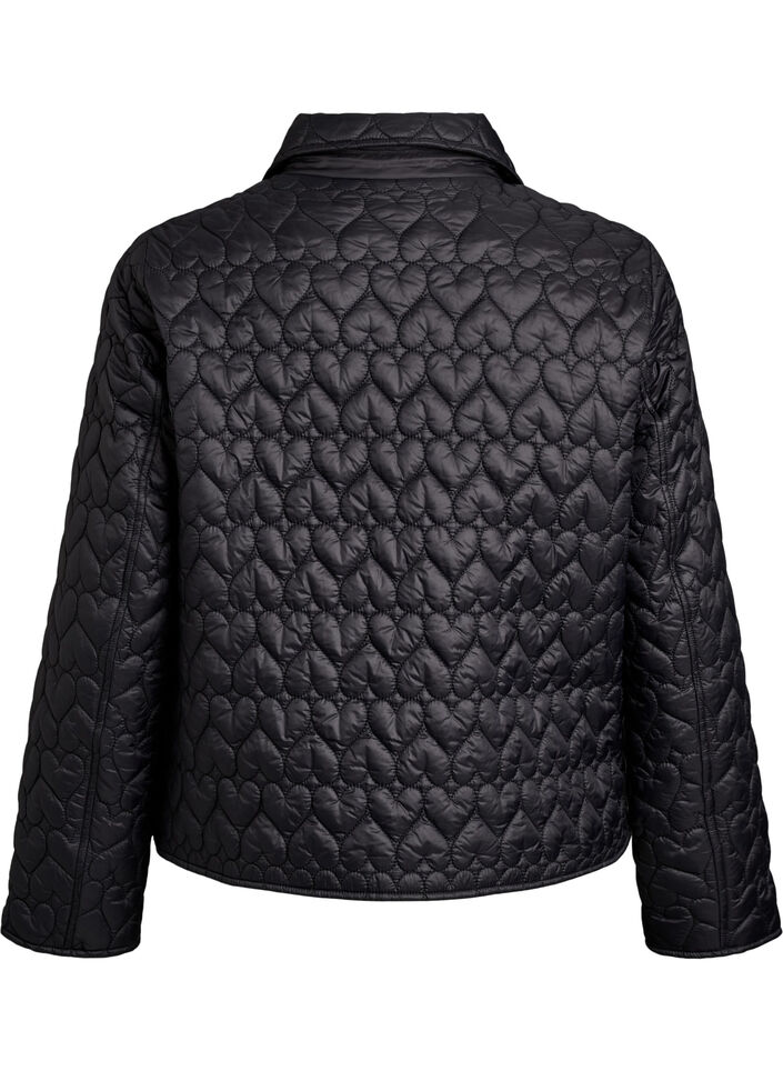Veste l&eacute;g&egrave;rement matelass&eacute;e &agrave; surpiq&ucirc;res d&eacute;coratives, Noir, Packshot image number 1