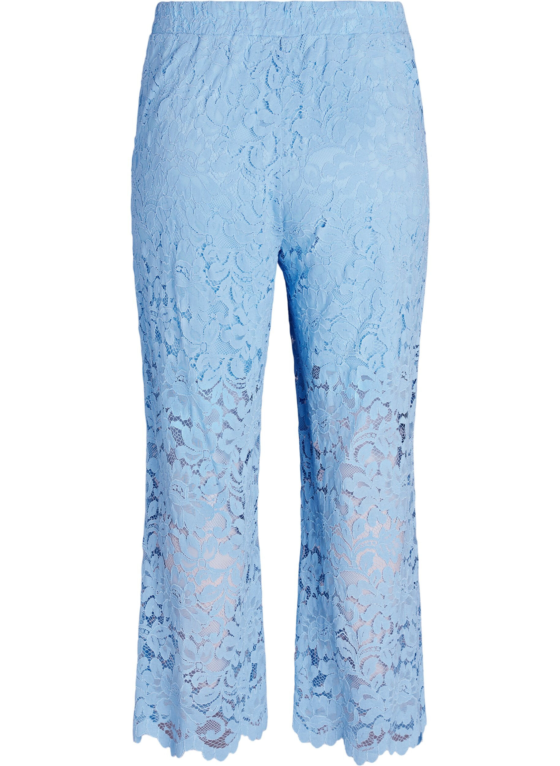 ZizziPantalon taille haute en dentelle &agrave; coupe droite, Bleu, Packshot image number 1